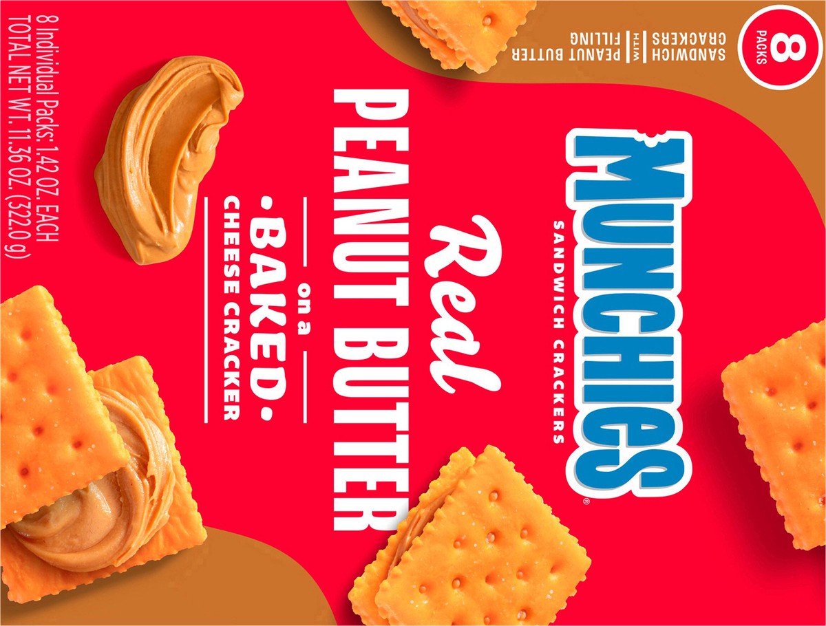 slide 5 of 14, Munchies Sandwich Crackers Real Peanut Butter Baked Cheese 1.42 Oz 8 Count, 8 ct