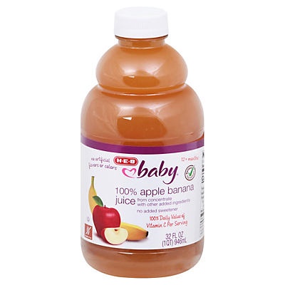 slide 1 of 1, H-E-B Baby 100% Apple Banana Juice, 32 oz