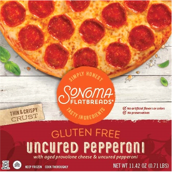 slide 1 of 1, Sonoma Flatbreads Gluten Free Uncured Pepperoni Pizza, 11.42 oz