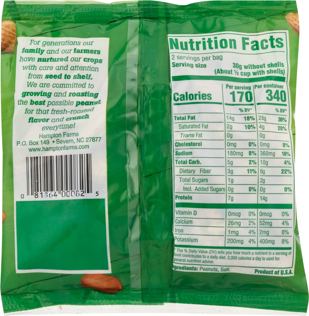 slide 2 of 13, Hampton Farms Roasted Salted Peanuts 3 oz, 3 oz