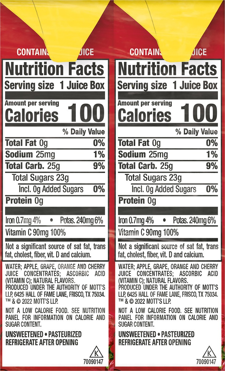 slide 6 of 7, Mott's 100% Fruit Punch Juice, 6.75 fl oz boxes, 8 pack, 8 ct; 6.75 fl oz