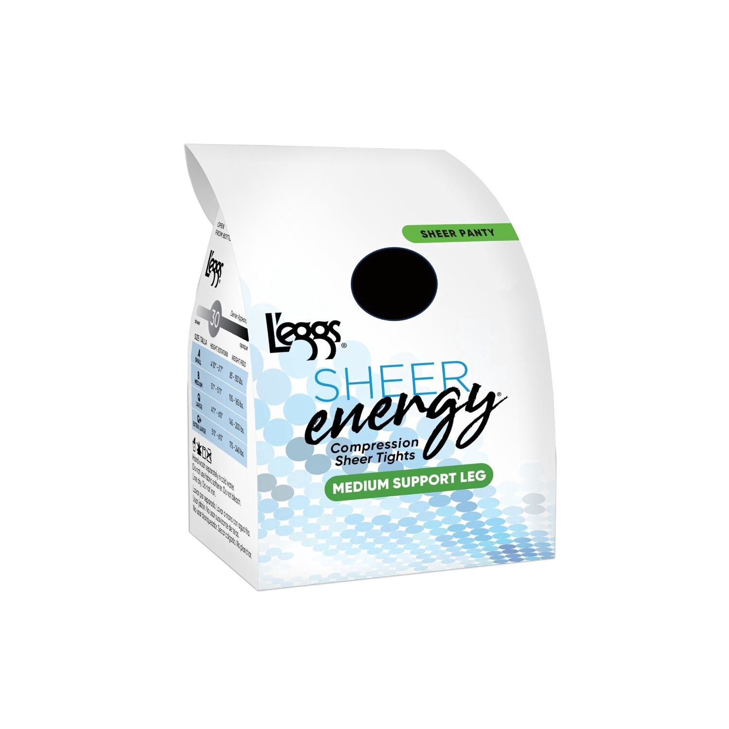 slide 1 of 2, L'eggs Sheer Energy Medium Support Compression Tights, Jet Black, Size Q+ (X-Large), 1 ct