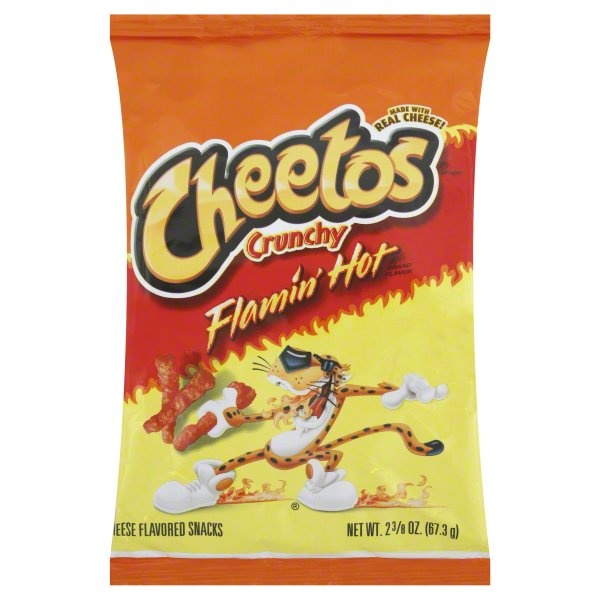 slide 1 of 1, Cheetos Cheese Flavored Flamin' Hot Crunchy Snacks, 2.37 oz