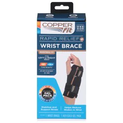 Copper Fit Rapid Relief+ Hot/Cold Gel Packs Unisex Wrist Brace One Size 1 ea