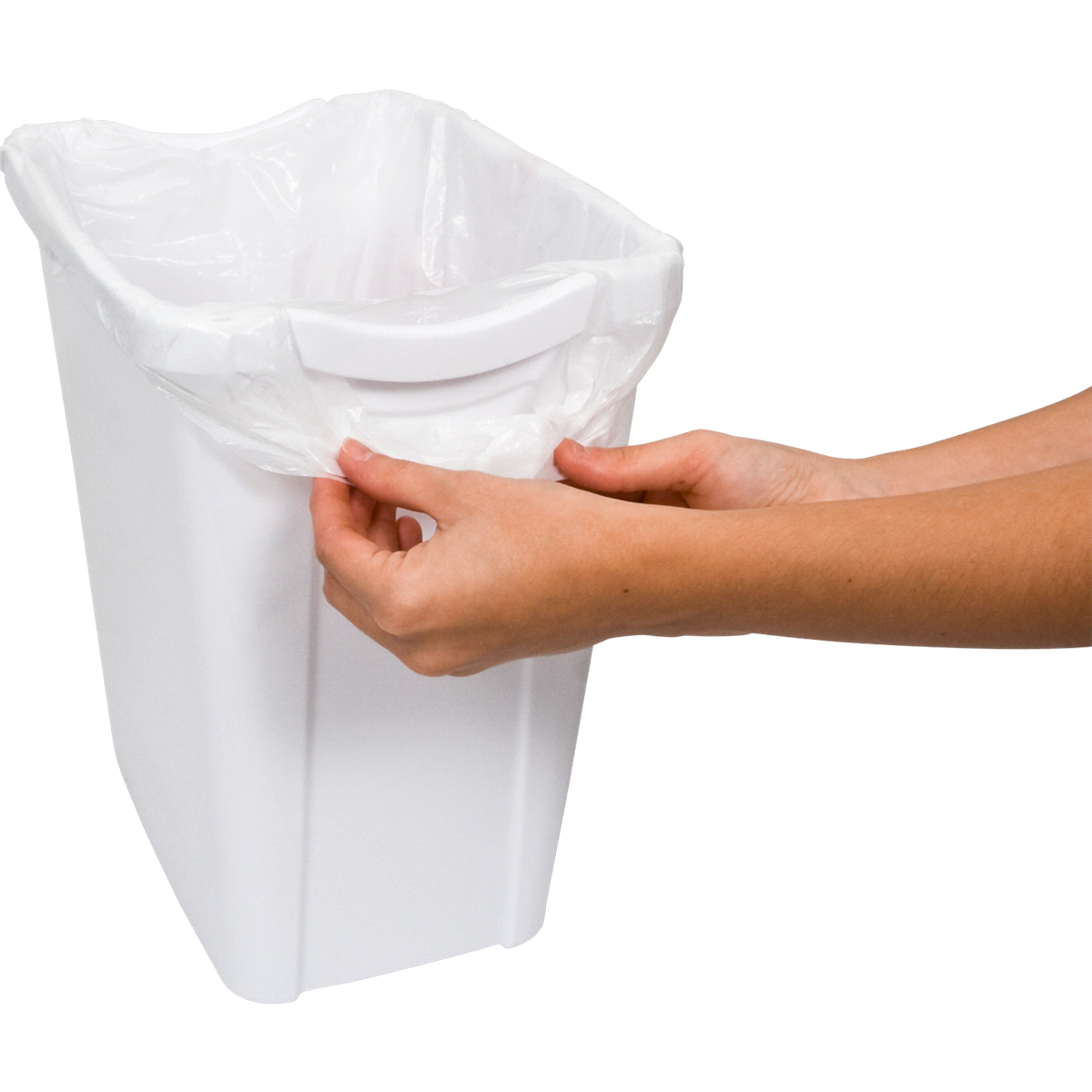 Hefty Recycle Wastebasket White with Grocery Bag Holding Rim 3.5 gal