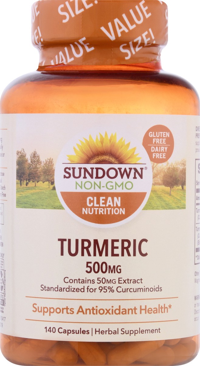 slide 7 of 12, Sundown Non-GMO Capsules 500 mg Turmeric 140 ea, 140 ct