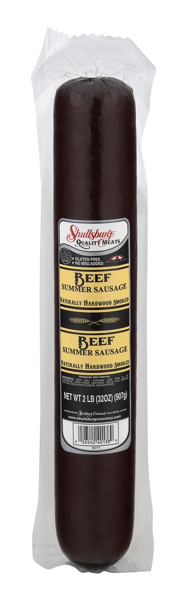 slide 1 of 1, Shullsburg Quality Meats Beef Summer Sausage Hardwood Smoked, 2 lb