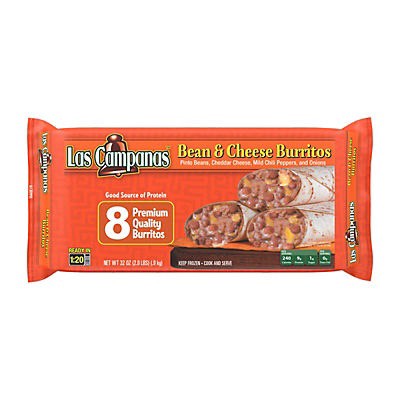 slide 1 of 5, Las Campanas Bean & Cheese Burritos 8 ea, 8 ct