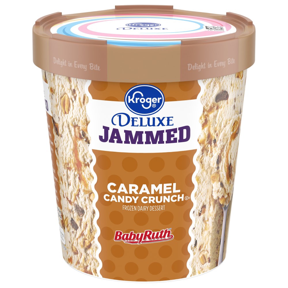 slide 1 of 6, Kroger Deluxe Jammed Caramel Candy Crunch Ice Cream, 16 fl oz