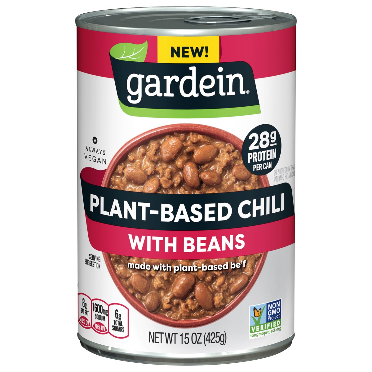 slide 1 of 5, Gardein Plant-Based Chili with Beans 15 oz, 15 oz