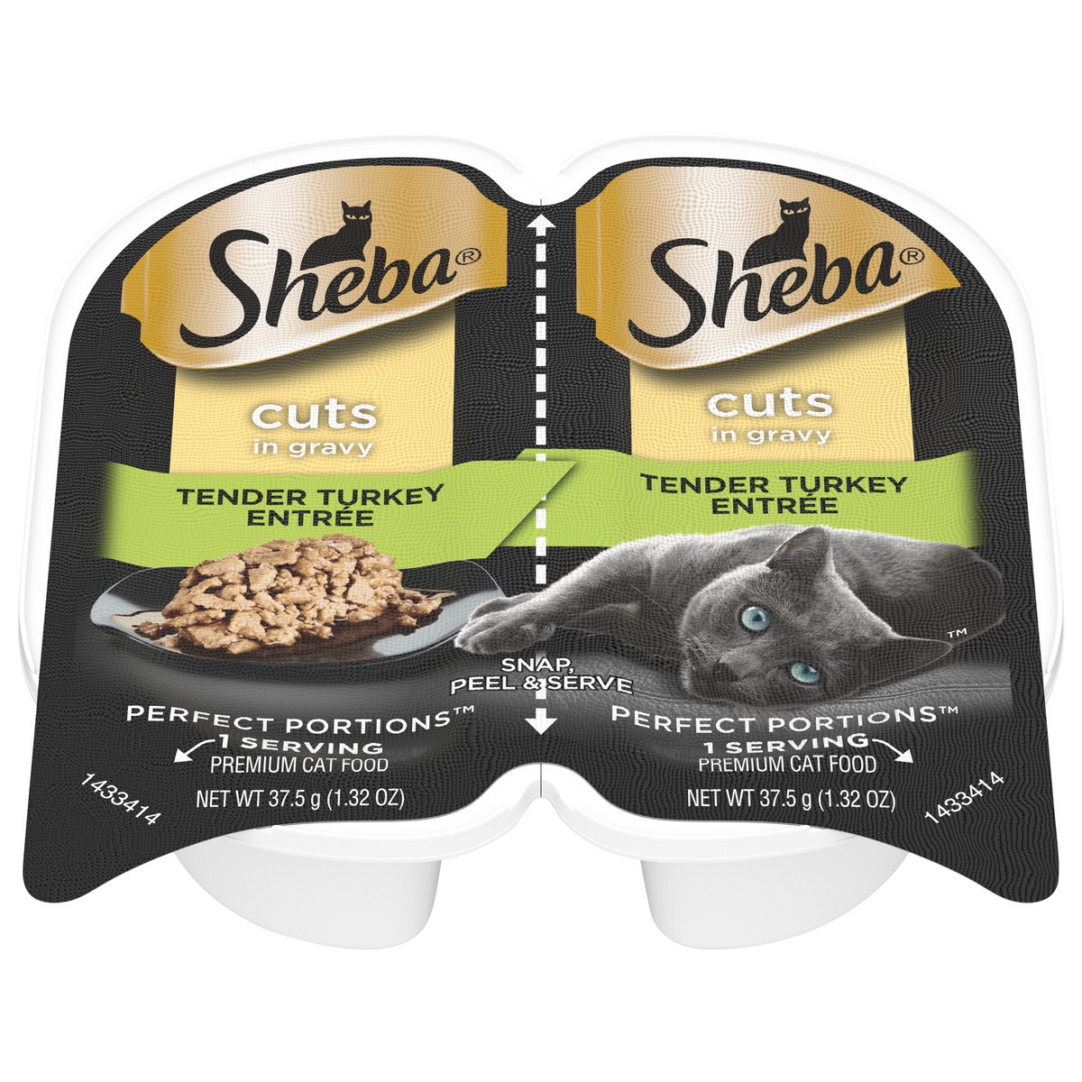 slide 1 of 3, Sheba Perfect Portions Premium Cuts in Gravy Tender Turkey Entree Cat Food 2 - 1.32 oz Trays, 2 ct