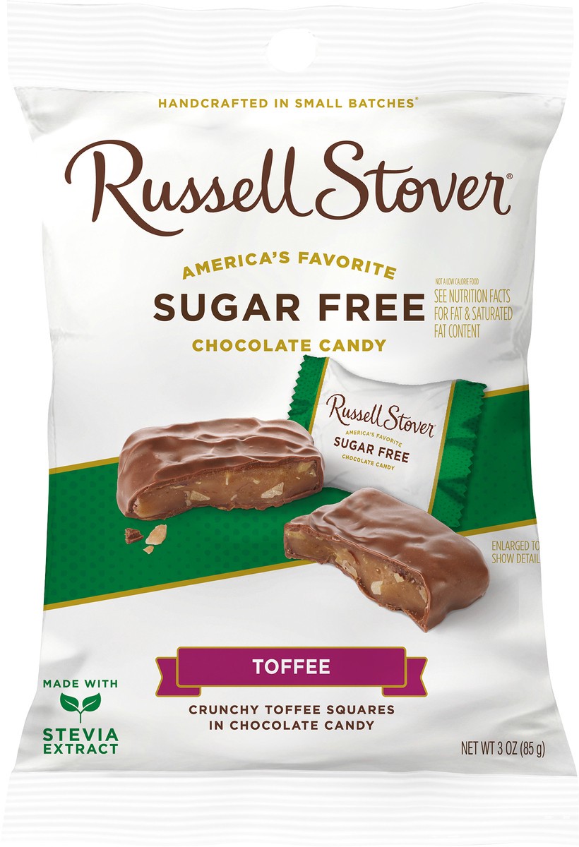 slide 5 of 8, RUSSELL STOVER Sugar Free Toffee Chocolate Candy, 3 oz. bag (˜ 6 pieces), 3 oz