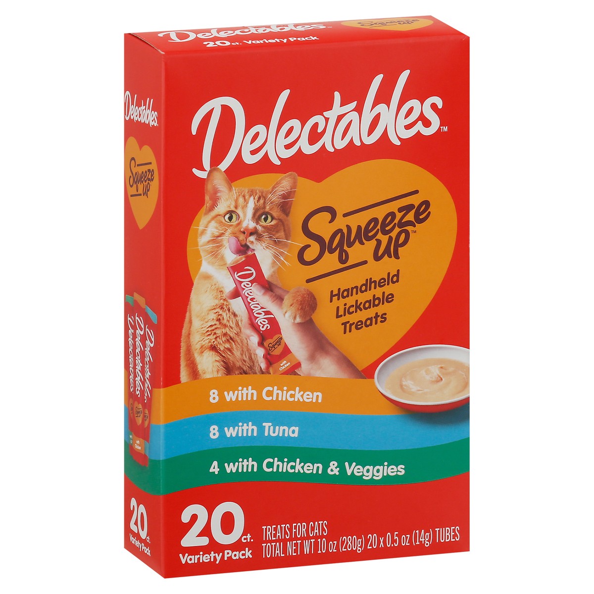 slide 5 of 9, Delectables Squeeze Up Treats for Cats Variety Pack 20 - 0.5 oz Tubes, 20 ct; 10 oz