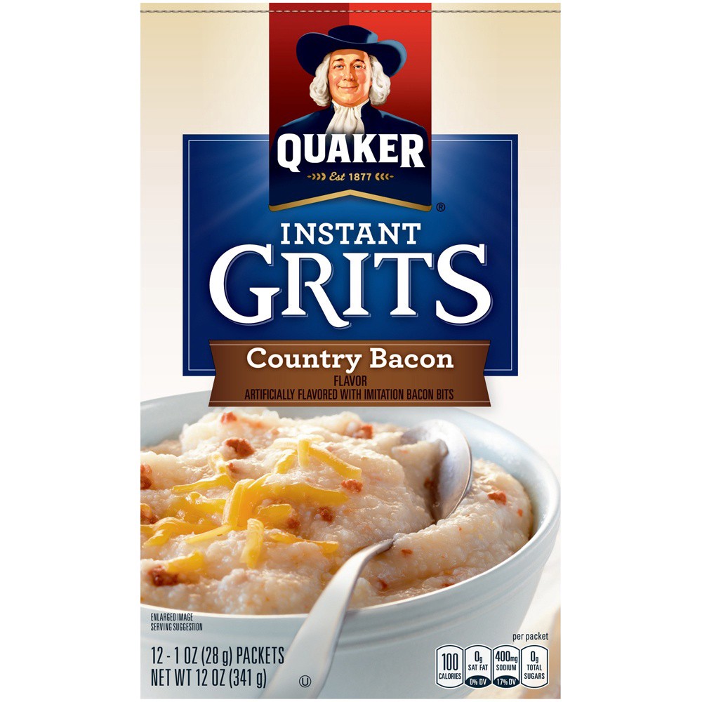 slide 5 of 5, Quaker Country Bacon Instant Grits, 12 ct; 1 oz