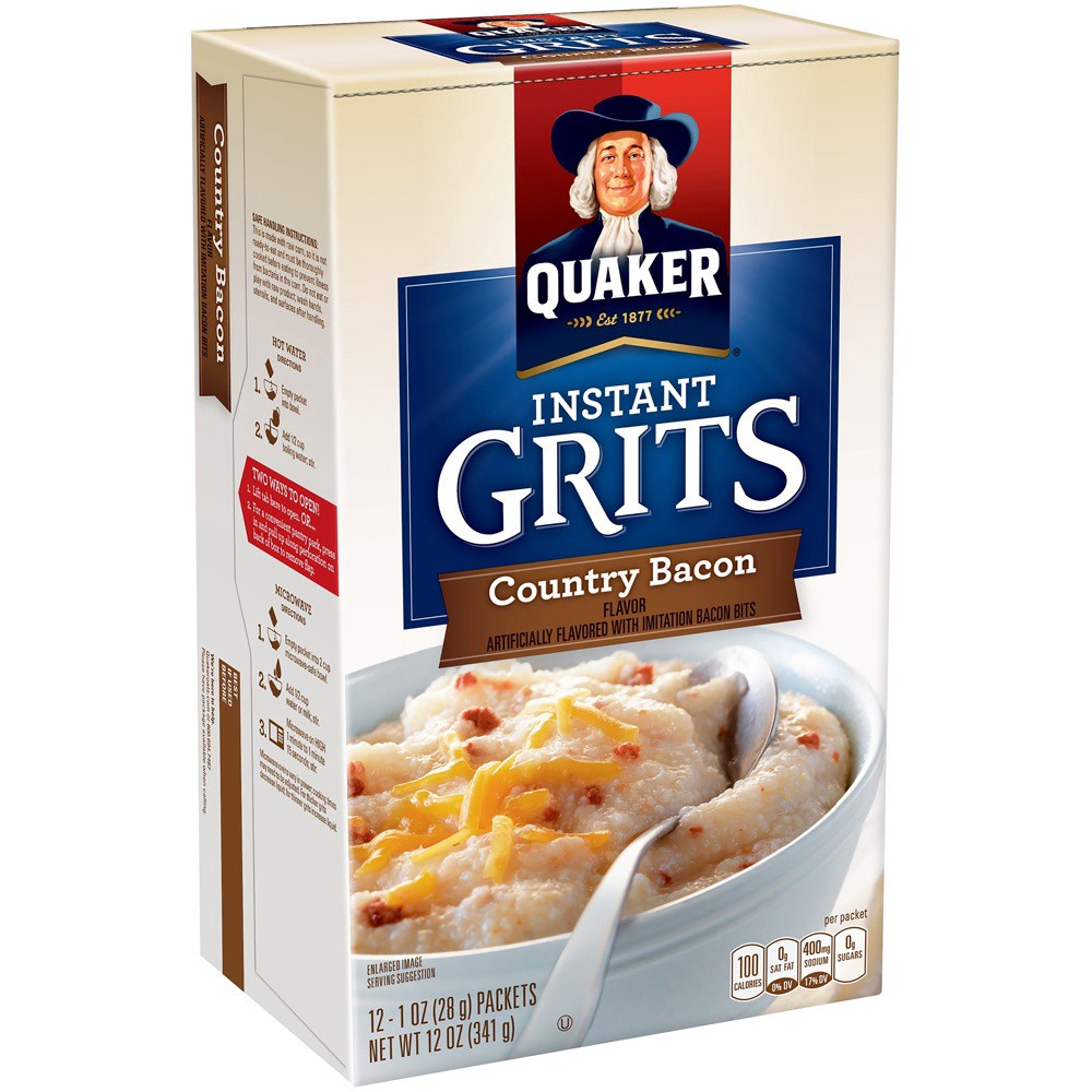 slide 4 of 5, Quaker Country Bacon Instant Grits, 12 ct; 1 oz