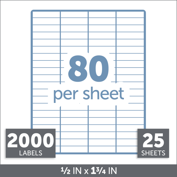 slide 3 of 3, Office Depot Brand Inkjet/Laser Return Address Labels, Rectangle 1/2"" X 1 3/4"", White, Pack Of 2,000, 2 ct