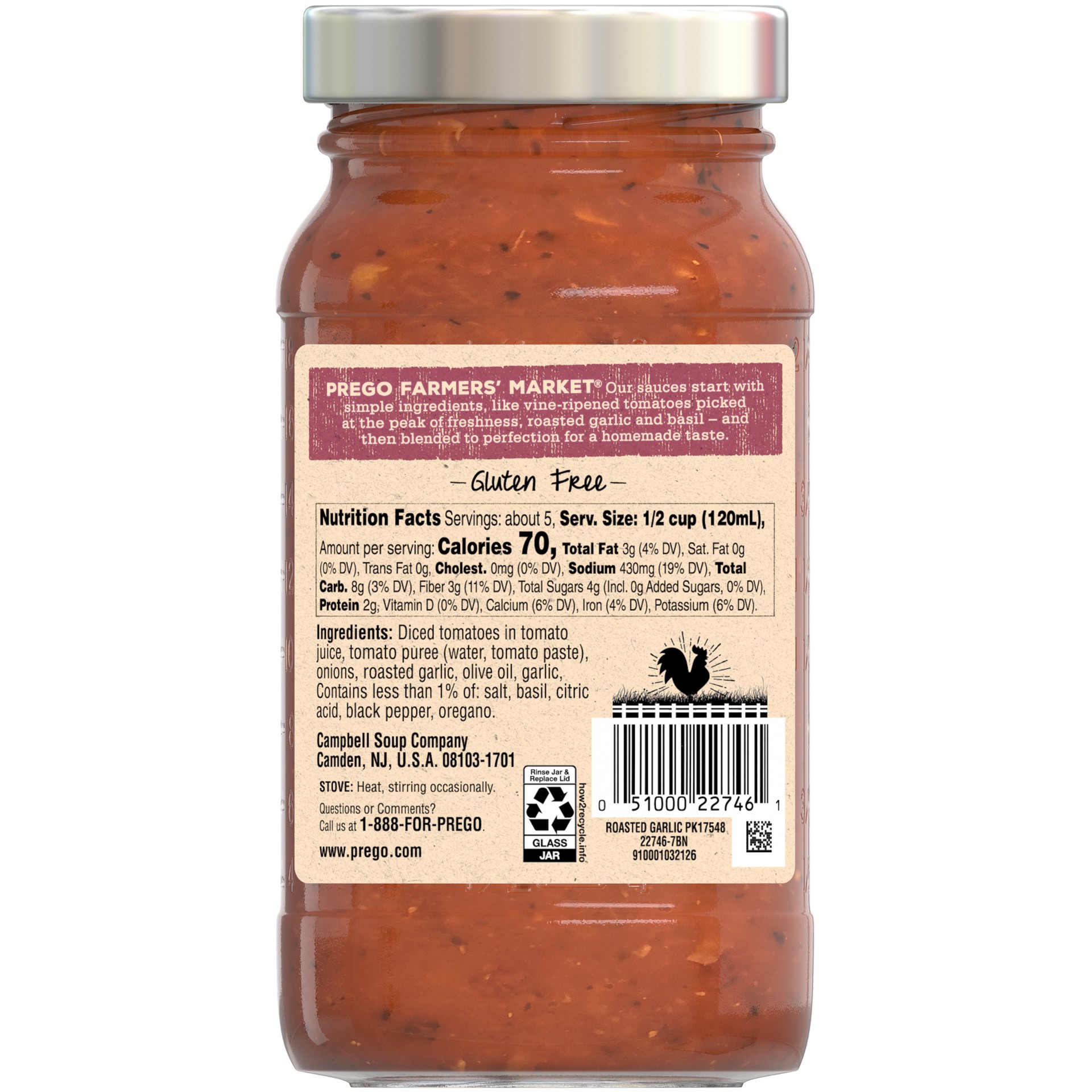 slide 5 of 5, Prego Roasted Garlic Pasta Sauce, 23.5 oz