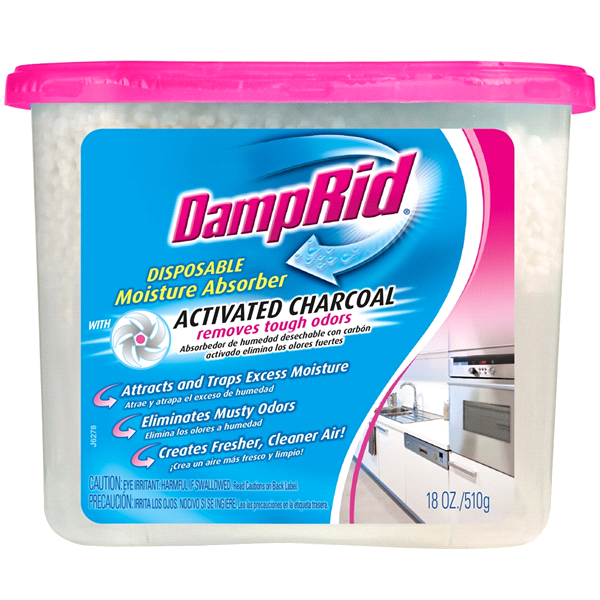 slide 1 of 12, DampRid Fragrance Free Disposable Moisture Absorber with Activated Charcoal, 18 oz