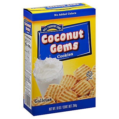 slide 1 of 1, Hill Country Fare Coconut Gems Cookies, 10 oz