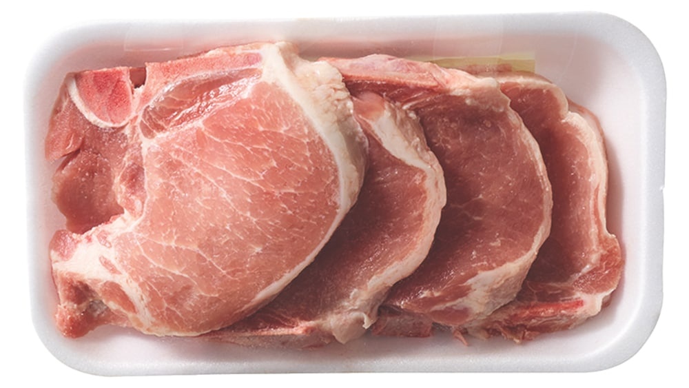 slide 1 of 1, Pork Bone In Rib Chops (About 3 Chops Per Pack), per lb