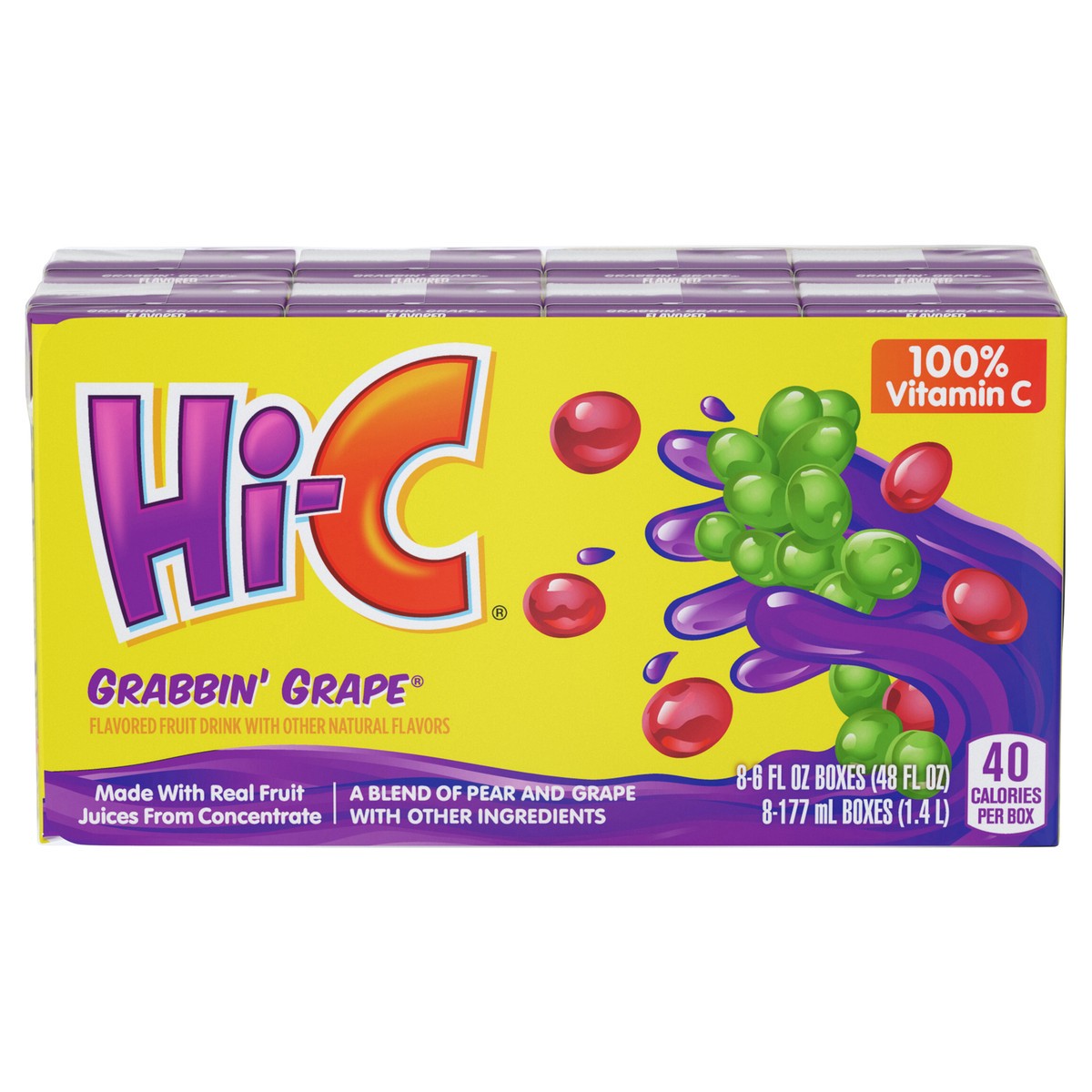 slide 8 of 13, Hi-C Grabbin Grape Cartons, 6 fl oz, 8 Pack, 8 ct