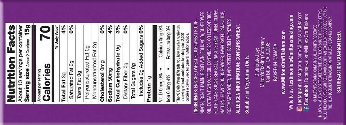 slide 3 of 7, Milton's Gourmet Crackers, Olive Oil & Sea Salt, 6.8 oz
