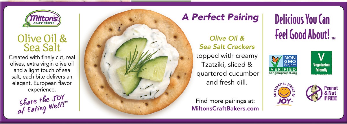 slide 5 of 7, Milton's Gourmet Crackers, Olive Oil & Sea Salt, 6.8 oz