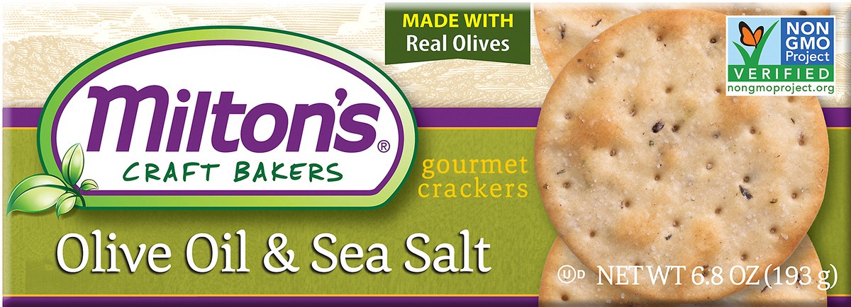 slide 7 of 7, Milton's Gourmet Crackers, Olive Oil & Sea Salt, 6.8 oz