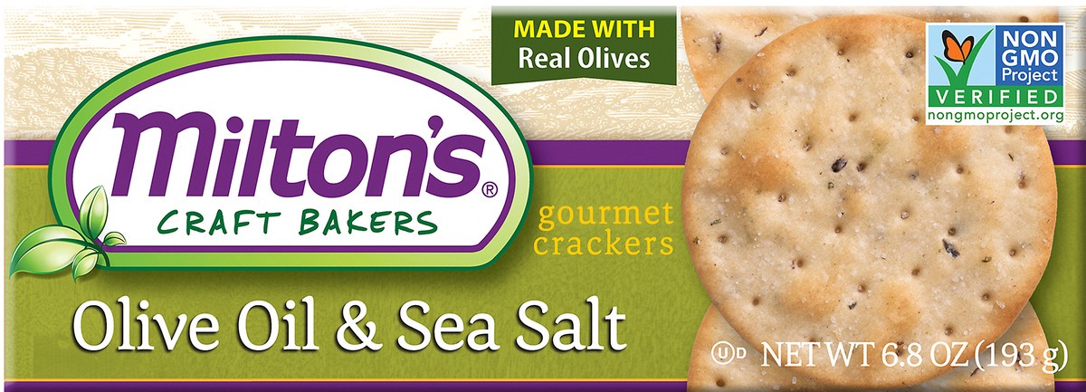 slide 4 of 7, Milton's Gourmet Crackers, Olive Oil & Sea Salt, 6.8 oz