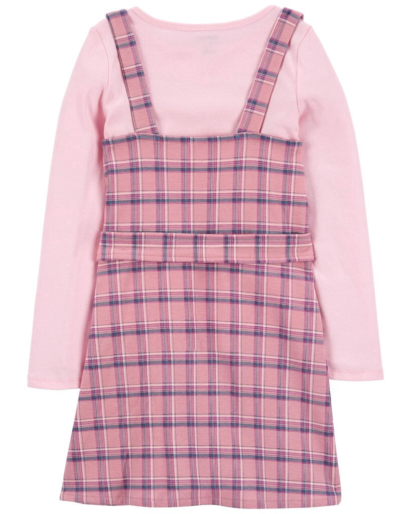 slide 4 of 6, Oshkosh Kid 2-Piece Plaid Dress Set Pink 7, 1 ct