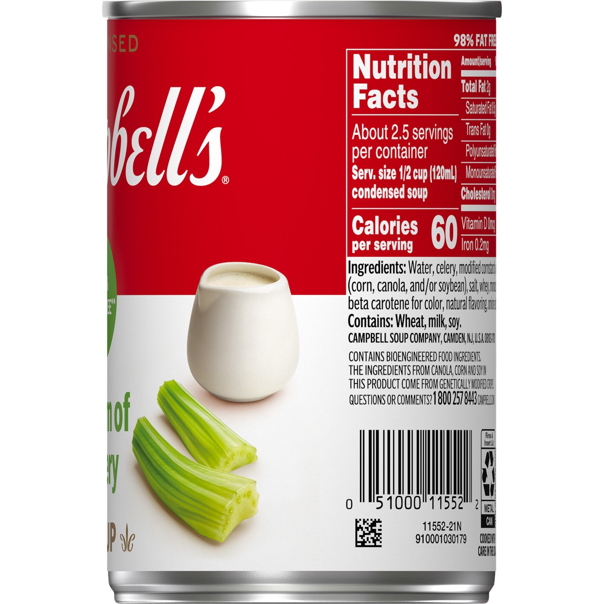 slide 9 of 11, Campbell's Condensed 98% Fat Free Cream of Celery Soup, 10.5 oz Can, 10.5 oz