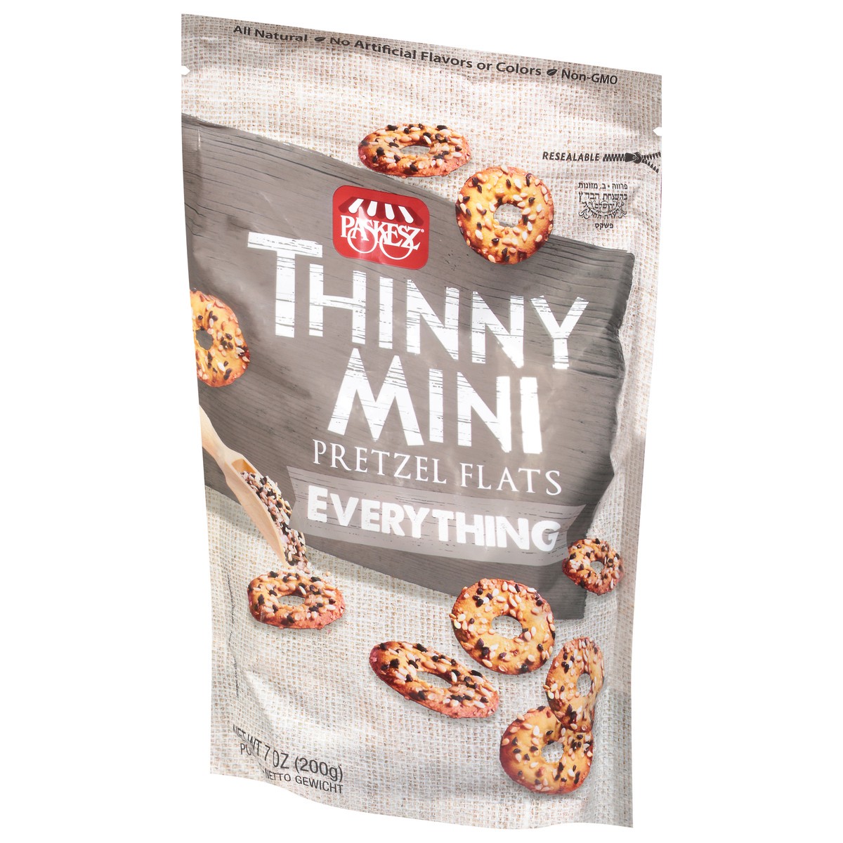 slide 14 of 14, Paskesz Thinny Mini Everything Pretzel Flats 7 oz, 7 oz