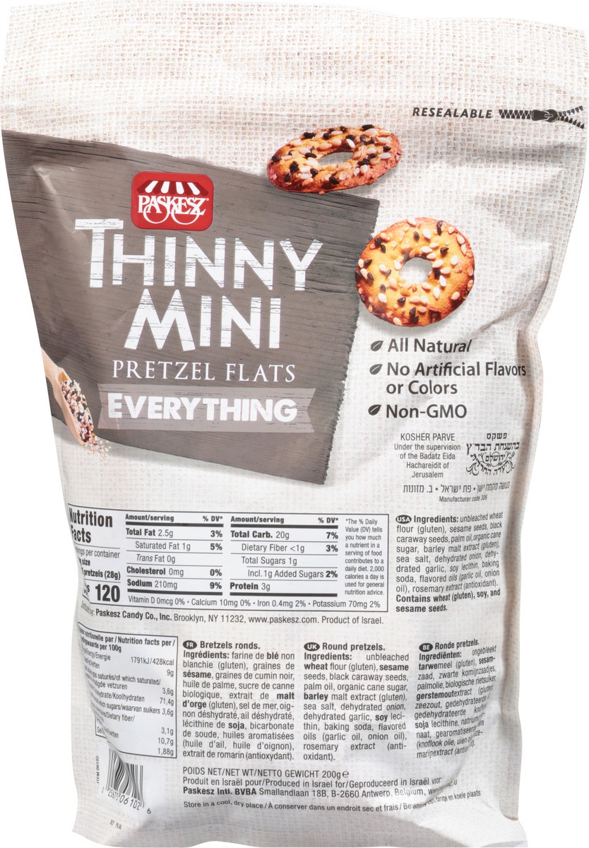slide 2 of 14, Paskesz Thinny Mini Everything Pretzel Flats 7 oz, 7 oz