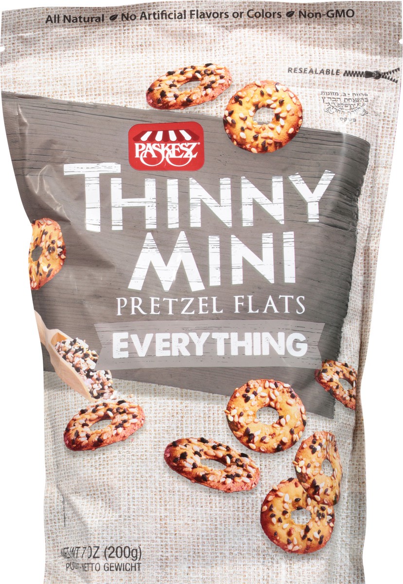 slide 13 of 14, Paskesz Thinny Mini Everything Pretzel Flats 7 oz, 7 oz