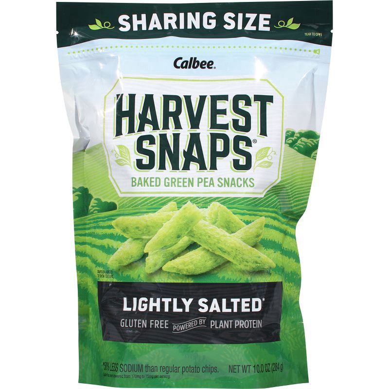slide 3 of 6, Harvest Snaps Baked Lightly Salted Green Pea Snacks Sharing Size 10.0 oz, 10 oz