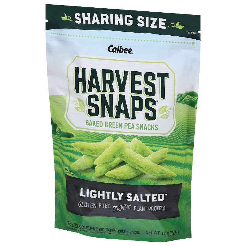 slide 4 of 6, Harvest Snaps Baked Lightly Salted Green Pea Snacks Sharing Size 10.0 oz, 10 oz