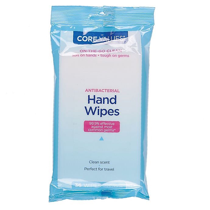 slide 1 of 3, Core Values Antibacterial Hand Wipes, 36 ct