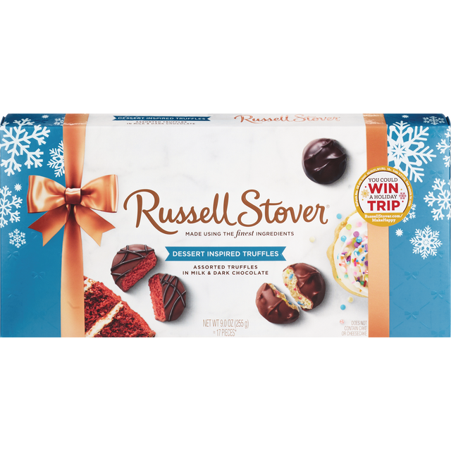 slide 1 of 1, Russell Stover, Assorted Truffles, Dessert Holiday Box, 9.4 Oz, 9 oz