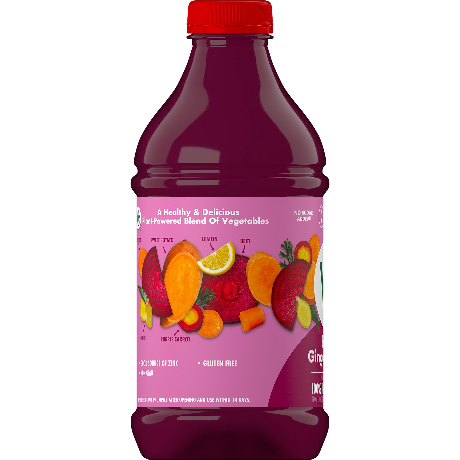 slide 5 of 5, V8 Beet Ginger Lemon 100% Vegetable Juice, 46 fl oz Bottle, 46 oz