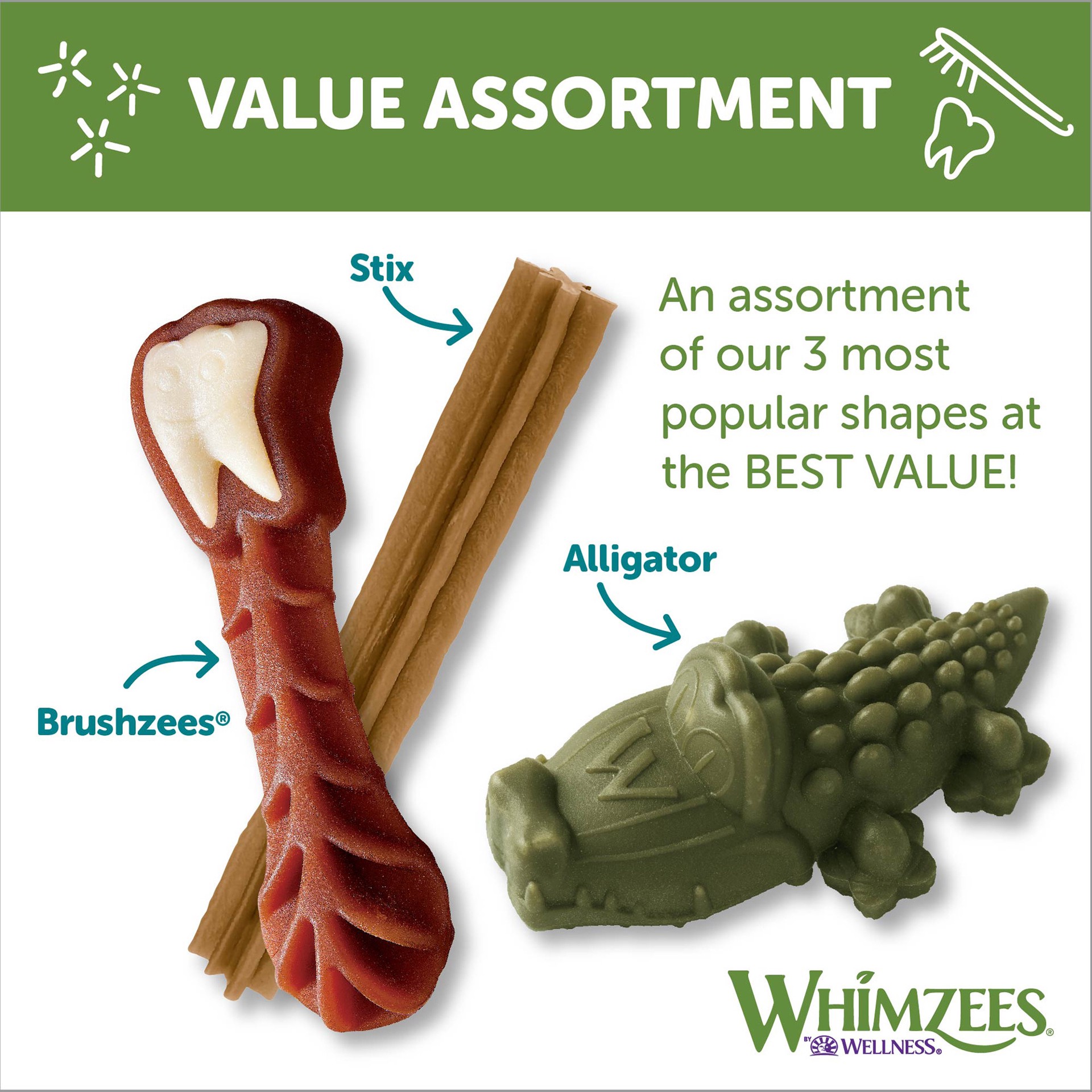 slide 5 of 5, WHIMZEES Wellness Variety Pack Dog Dental Treats, Natural Chews, Large Size, (14 Count), 1 ct