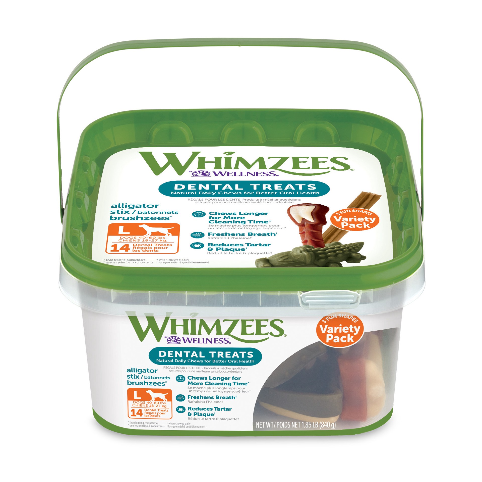 slide 1 of 5, WHIMZEES Wellness Variety Pack Dog Dental Treats, Natural Chews, Large Size, (14 Count), 1 ct
