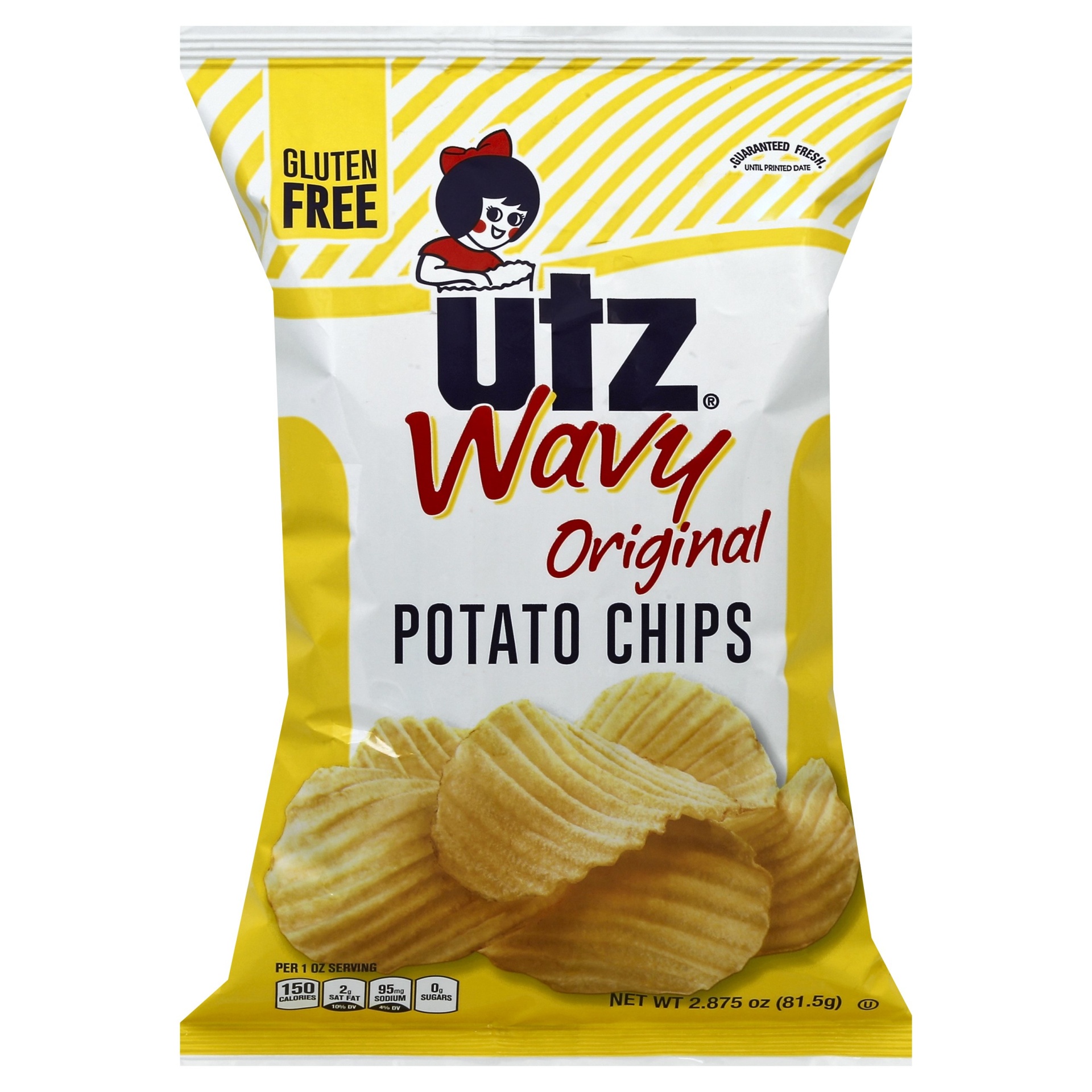 slide 1 of 5, Utz Original Wavy Potato Chips, 2.875 oz