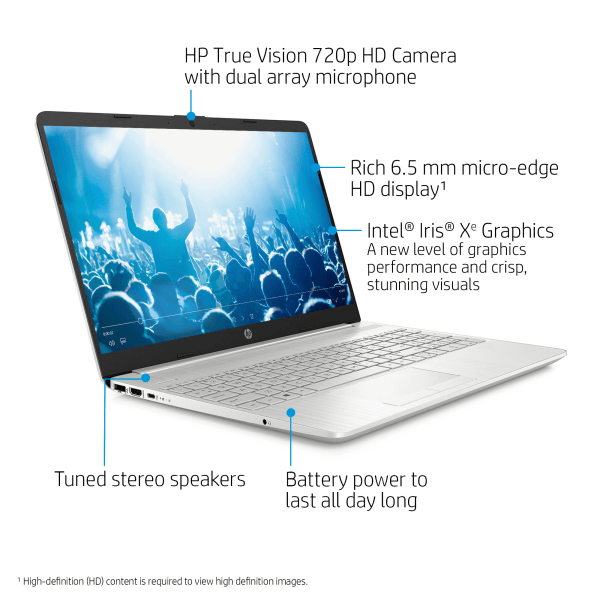 slide 3 of 9, HP 15-Dw3025Od Laptop, 15.6'' Screen, Intel Core I5, 8Gb Memory, 2Tb Hard Drive, Windows 10, 2Q3J4Ua#Aba, 1 ct