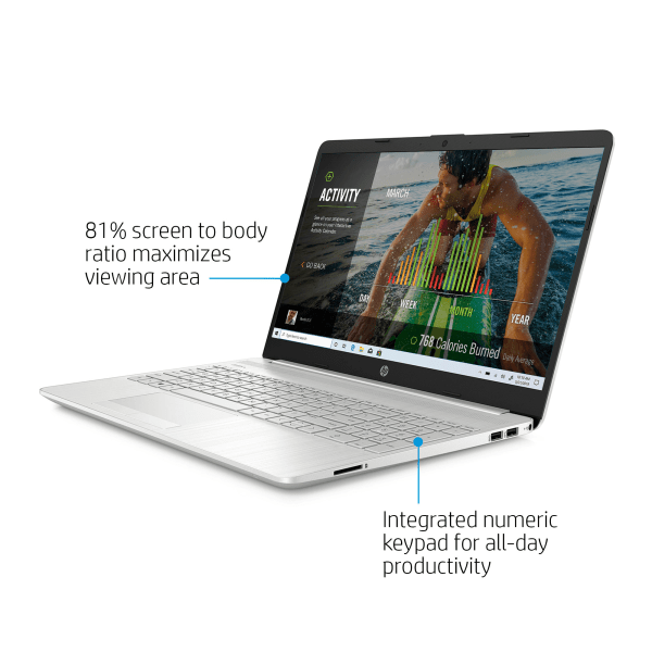 slide 4 of 9, HP 15-Dw3025Od Laptop, 15.6'' Screen, Intel Core I5, 8Gb Memory, 2Tb Hard Drive, Windows 10, 2Q3J4Ua#Aba, 1 ct