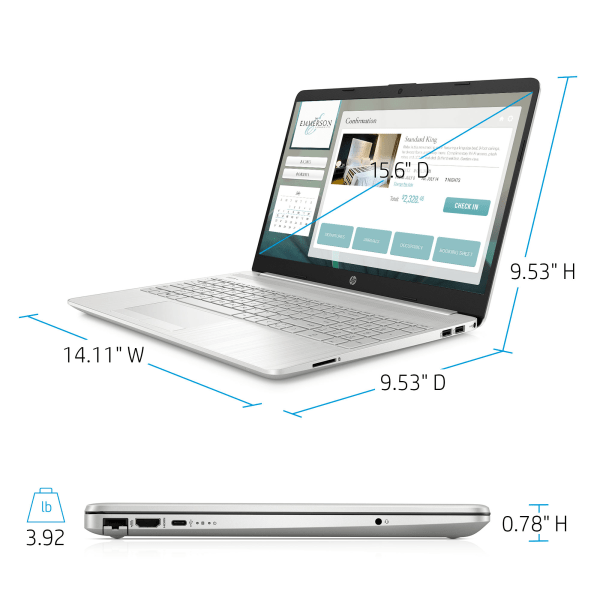 slide 5 of 9, HP 15-Dw3025Od Laptop, 15.6'' Screen, Intel Core I5, 8Gb Memory, 2Tb Hard Drive, Windows 10, 2Q3J4Ua#Aba, 1 ct