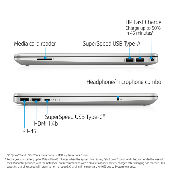 slide 7 of 9, HP 15-Dw3025Od Laptop, 15.6'' Screen, Intel Core I5, 8Gb Memory, 2Tb Hard Drive, Windows 10, 2Q3J4Ua#Aba, 1 ct