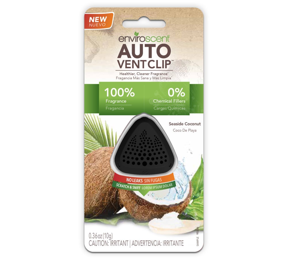 slide 1 of 6, Enviroscent Seaside Coconut Vent Clip Air Freshener - Black, 1 ct