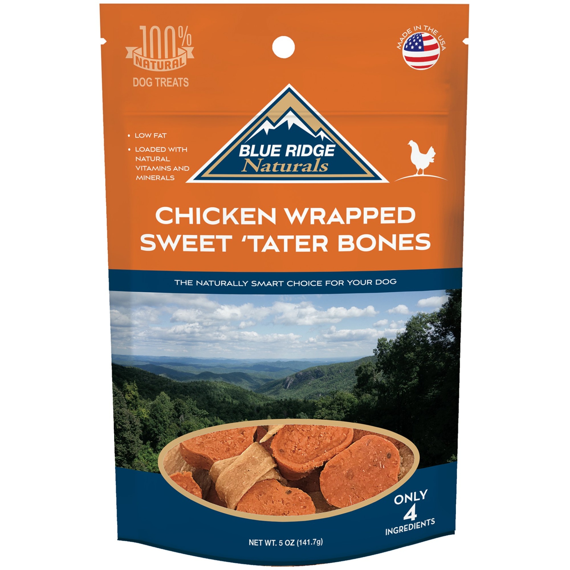 slide 1 of 1, Blue Ridge Naturals Chicken Wrapped Sweet Tater Bone Dog Treats, 5 oz