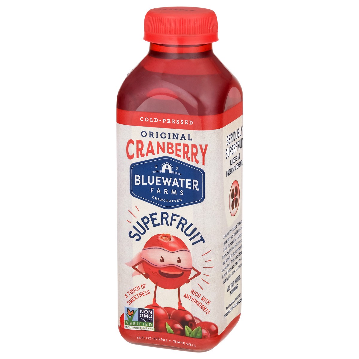 slide 3 of 9, Bluewater Farms Superfruit Cold-Pressed Original Cranberry Fruit & Vegetable Drinks - 16 fl oz, 16 fl oz