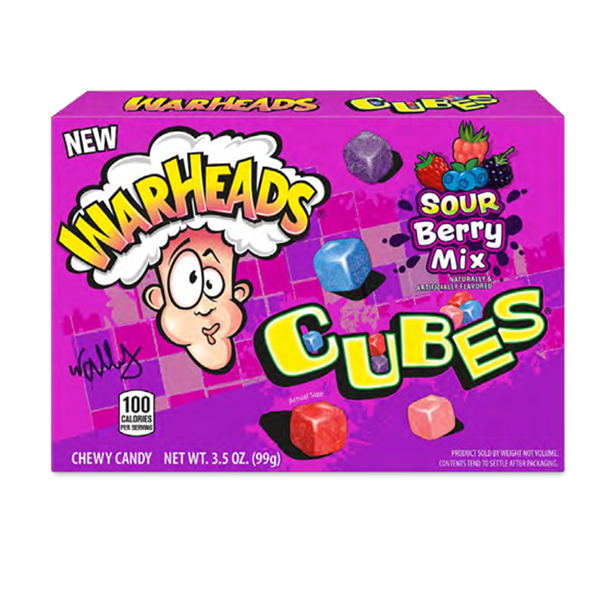 slide 1 of 1, Concession Candy - Warheads Berry Candy Cubes, 3 oz